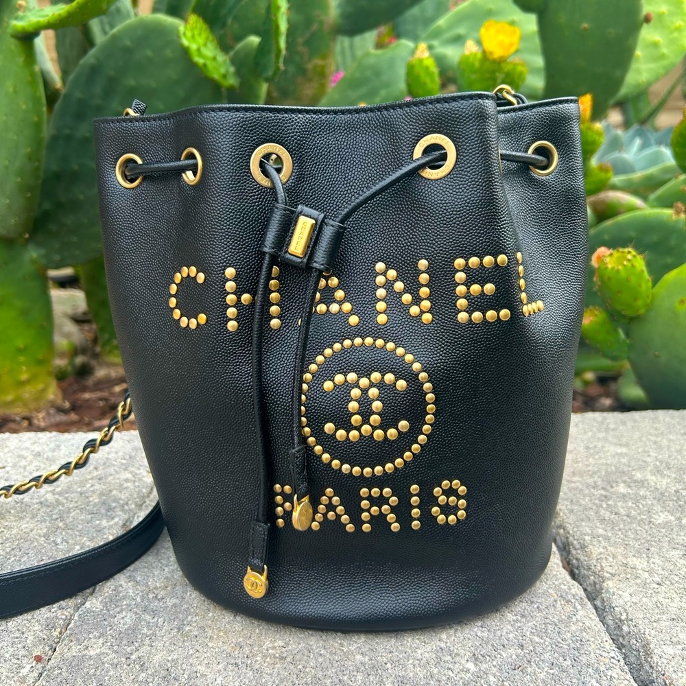Chanel Caviar Leather Deauville Bucket Bag